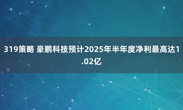 319策略 豪鹏科技预计2025年半年度净利最高达1.02亿